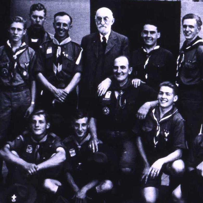Heber J. Grant with Utah Scouts at the Fifth World Scouting Jamboree, the Netherlands