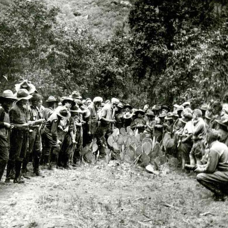 George Wharton James with Boy Scouts at Zion Canyon, Utah