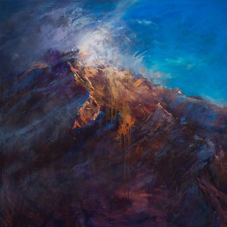 An oil painting by Rob Adamson, depicting the mount of transfiguration.