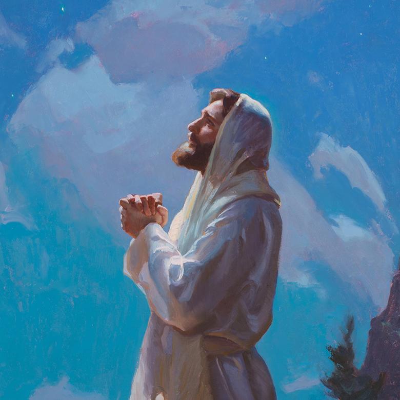 An oil painting by Michael Malm depicting the Savior preparing Himself for His ministry.
