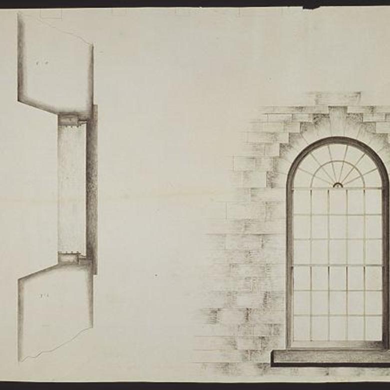 Architectural Drawing of a Temple Window