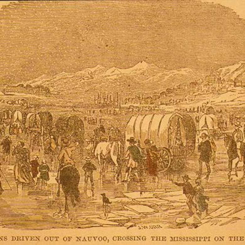 Mormons Driven Out of Nauvoo, Crossing the Mississippi on Ice