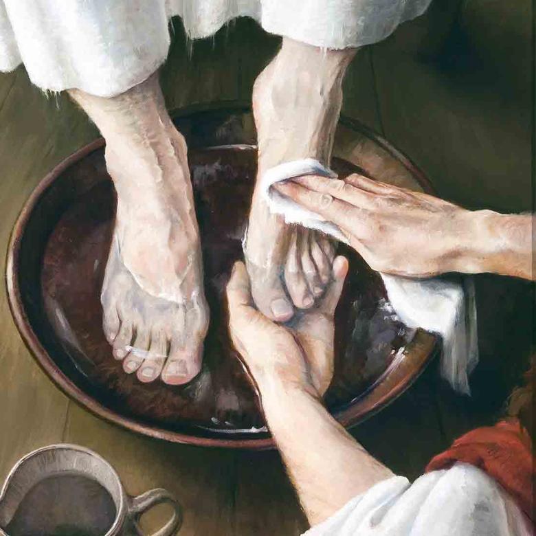 “Jesus Washes an Apostle’s Feet,” by Laurie Olson Lisonbee