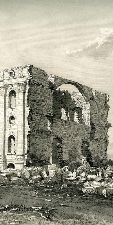 “The Nauvoo Temple in Ruins,” by Frederick Piercy